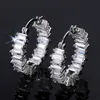 Huitan Brilliant Pear-shaped CZ Hoop Earrings for Women Crystal Cubic Zircon Stylish Female Accessories Versatile Trendy Jewelry