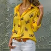 Kadın Bluzlar Kadın Gömlekleri İlkbahar/Yaz Casual Uzun Kollu V Yaka Bayanlar Düğme Üstü Gevşek Gömlek Moda Kadınlar Kelebek Baskı