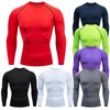 Hommes Compression Running T Shirt Fitness Serré À Manches Longues Sport t-shirt Formation Jogging Chemises Gym Sportswear Séchage Rapide rashgard 220714