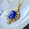 Chains Lapis Lazuli Retro Court Style Light Luxury Geometric Necklaces Ancient Gold Craftsmanship Exquisite Pendant Ladies JewelryChains Ell