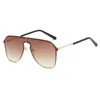 Fashion Rimless Siamese Metal Sunglasses For Woman Luxury Oversized Designer Sun Glasses Men Gradient Lenses Shades