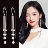 Hoop & Huggie Korean Temperament Long Bridal Rhinestone Tassel Earrings Exaggerated Personality Pierced EarringsHoop Kirs22