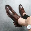 Brogue Shoes Men PU Solid Color Classic Fashion Business Casual Party Square Toe Hollow Lace-up Oxford Dress Shoes CP059