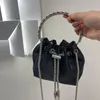 أكياس دلو الحرير خمر سلسلة Crossbody حقيبة صلبة اللون