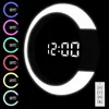 Relógios de parede Controle remoto 7 cores LED Relógio Digital Temperatura Nightlight Home Room Decoração Tabela espelho de alarmes do despertador
