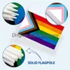 Banner vlaggen Anley Progress Rainbow Pride Mini Flag Hand vastgehouden kleine miniatuur transgender op stick fade resistent levendige kleuren 5x8 in amibi