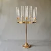 9 Heads Luxury Wedding Decoration Metal Candlestick Candelabra Candle Holder Engagement Party Table Centerpieces Flower Vases Aisle Pillar Column Road Lead