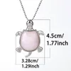 Natural Stone Tortoise Pendant Necklaces Healing Pink Crystal Amethysts Animal Turtle Charm Necklace for Women Men