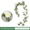 Fleurs décoratives couronnes fausse vigne rose blanche guirlande suspendue plantes artificielles avec ivy eucalyptus feuille le mariage el fête