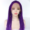 New Sexy long Purple Front lace Braids Handmade Women's Party hair wigs