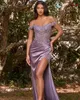 Elegant Purple Appliques Prom Dresses Off the Shoulder Sweetheart Evening Dress Custom Made Side Split Floor Length Party Gown