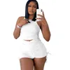 Womens Tow Piece Pants Suit Short Sets Tracksuits Designer Summer Outfits Sexy Vest Shorts Pleated Drawstring Sportswear