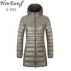 Newbang 6xl 7xl 8xl damski kurtka duża rozmiar długi ultra lekkie kurtka Kobiet Kobiety zimowy ciepły wiatroodpornik lieghtweight w dół płaszcz l220730