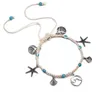 Étoile de mer tissée mer vague pendentif plage cheville turquoise fait à la main réglable corde coquille chevilles bracelets