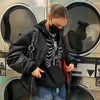 Y2k skelett hoodie gotisk svart zip upp överdimensionerade tröjor harajuku skallar huva jacka höst streetwear 220801