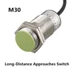 Anahtar Uzun mesafeli 16mm/25mm m30 Üç telli DC NPN NO/NC Yakınlık Endüktans Silindir Tozu/Titreşim/Su/Yağ Durumu Sensörü Switch Switch