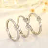 Four-leaf clover adjustable opening ring lucky flower diamond set ring three-in-one split combination set