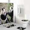 Zwierząt Panda Print Print Curtain Cover Mata Zabawne pokrowce na toaletę Zestaw łazienki Zestaw łazienki Non Slip Dywan 220429