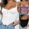 2022 Corset Top Vrouwen Mode Effen Kleur Corduroy Breasted Vest Top Zomer Mouwloze Tank Tops Party Gothic Crop Tops Vrouwelijke P G220414