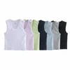 Vintage Tank Tops Donne Summer Summer Surveless Crop Neck Knit Casual Bianco Blu Blue Bas Bas Bas Bas Bas Bas Bas Bas Bas Base 220318