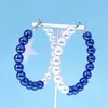 Ciondola Lampadario Arrivo 10mm Bianco Perla Blu Greco Sorority ZETA Orecchini Club Member Life Women JewelryDangle