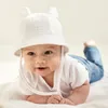 Bébé doux coton seau chapeau mignon oreilles nouveau-né infantile été soleil chapeaux couleur unie extérieur enfant en bas âge garçons filles casquette de plage