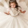 Vestidos de niña Manga de cuerno Champán y encaje blanco Primera comunión para niña Niños Vestido de niñas de flores Fiesta Bodas de Pascua