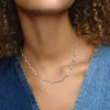 Yeni varış yaka kolye 100% 925 STERLING Gümüş Köpüklü Pave Collier Barlar Kolyeler Kadın Hediyeleri için Güzel Takılar Yapım