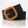 Belts Vintage Women Braided Belt Round Buckle Elastic Summer Wild Linen Weave Wide PP Straw Waistband WholesaleBelts