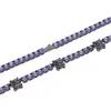 Collana a catena da tennis con zirconi cubici Bling ghiacciato per uomo Donna Collana con pendente a catena viola con zirconi viola completamente pavimentato Geng Ghost