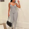 Simenual Low Cut Strap Sportivo Loungewear Tute Solido Allenamento Stretto Estate Bodycon Pagliaccetti Tuta da donna Moda W220427