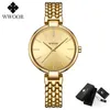 Montres-bracelets WWOOR Élégant Dames Montre Diamant Quartz Bracelet Montres Set Top Femme Robe Poignet Horloge Relogio Feminino