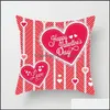 Pillow Case Bedding Supplies Home Textiles Garden Love Heart Pillowcase Valentine Day Veet Squares White Cushion Er Red Printing Letter Gr