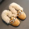 Sapatos infantis de alta qualidade meninas botas de pele de coelho