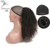 Menschliches Haar, natürliches lockiges Pferdeschwanz, elastischer Kordelzug Afro curly Buff mit Clip