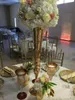 dekoration bröllop mittpunkt bord blomma vas bröllop dekor trumpet vaser guld silver blommor boll stativ imake372