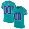 Custom Aqua Purple-White Mesh Authentic Football Jersey 6698