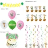 Decoração de festa rosa selvagem um meninas 1º aniversário balões definido Jungle Animals Banner Cake Toppers SuppliesParty