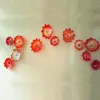 Modern Decorative Wall Art Lamp Hand Made Murano Glass Plate Orange Yellow Wall Hanging Lotus Flowers Diameter 20 to 45cm