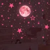 3D Pink Moon Luminous Wall Sticker для детских комнат для дома спальня Diy Art