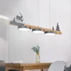 Pendant Lamps Nodic LED Wooden For Tubular Restaurant Dining Room Kitchen Cafe Bar Cold Warm Indoor Home Lights Chandeliers