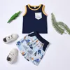 Ensembles de vêtements Tenue de sport pour garçons bébé infantile hauts sans manche poche courte pulls d'été taille 7 8 robe chemise avec pantalon garçons vêtements