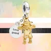 Pendente de Prata Esterlina 925 Feminino Novo Ouro Coração Abelha Árvore Genealógica Coroa de Contas Encaixe Pandora Pulseira DIY Acessórios de Jóias