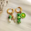 Hoop Huggie Boho Grüne Kristallperlen Natürliche Muschel Edelstahl Ohrringe Für Frauen Mädchen Herz Perle 2022 Design JewelryHoop