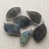 Pendant Necklaces Fashion Natural Labradorite Copper Side Irregular Charms Pendants For Jewelry Making 8pcs/Lot Wholesale