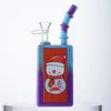 Mini dab riggar god jul xmax stil rektangel silikon olje brännare rör raka rörvatten bongs 14 mm gemensam kvinnlig dryck flaskor vattenpipa med skål