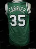 SJZL98 Personalizado Retro Darel # Carrier High School Basketball Jersey Mens Tudo Costurado Verde Número Nome Nome Camisolas Tamanho 2xS-6XL