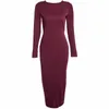 Fashion Black Long Sleeve Party Dresses Women Clothing Back Full Zipper Robe Sexy Femme Pencil Tight Dress W220315