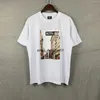 New York Block Photo Kiss Half Sleeve Receal Neck Corean Slim Fit Tudent Summer Summer Thirt T-Shirt