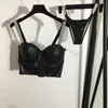 Reggiseni in pelle PU Lingerie Sexy Sling Costumi da bagno Fashion Diamond Shinning Intimo Donna Personalità Bikini Set